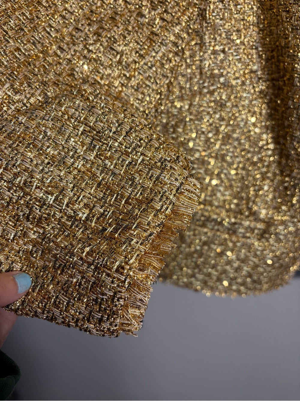 Express Metallic Tweed Fringe Trim Jacket Blazer Gold - Picture 5 of 7